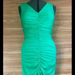 Vintage Vibrant Green Gathered Maxi dress! Sz M